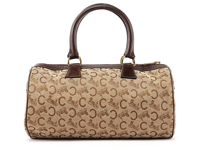 Céline Mini borsa Boston in tela Macadam beige e marrone - vista 3