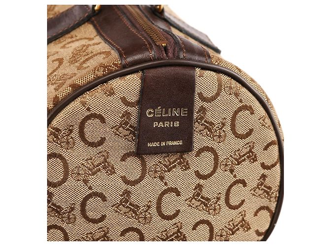 Céline Mini borsa Boston in tela Macadam beige e marrone - vista 6