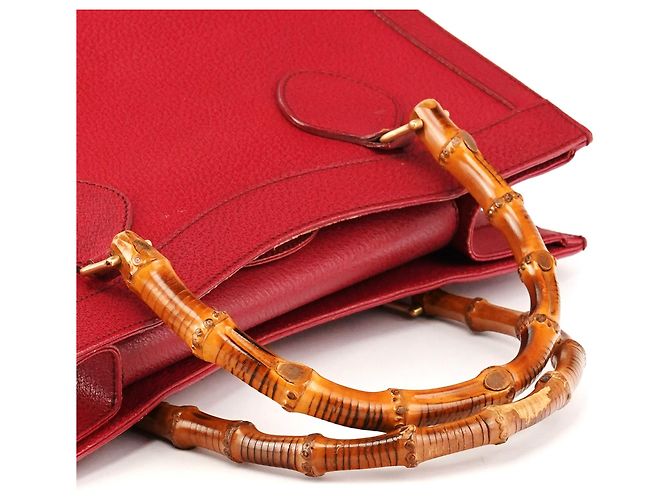 Gucci 002 8260 Borsa Tote Diana Bamboo in pelle rossa - vista 9