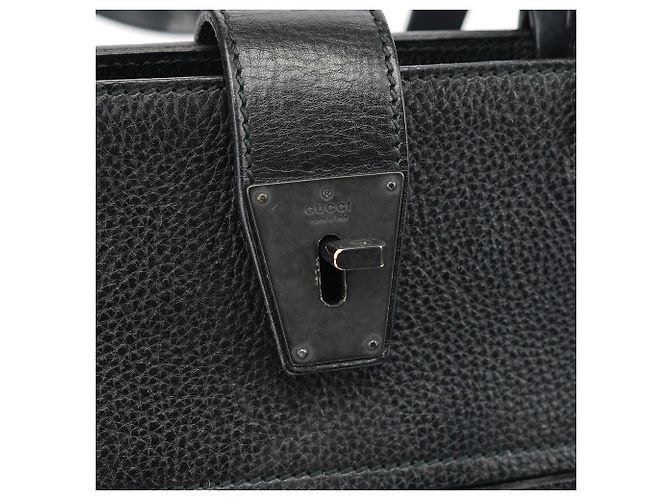 Gucci Borsa Tote 2002 in pelle nera con chiusura a rotazione - vista 6