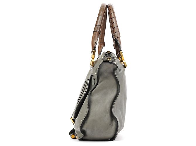 Chloé Borsa 2-Way Marcie in pelle borchiata grigia - vista 2