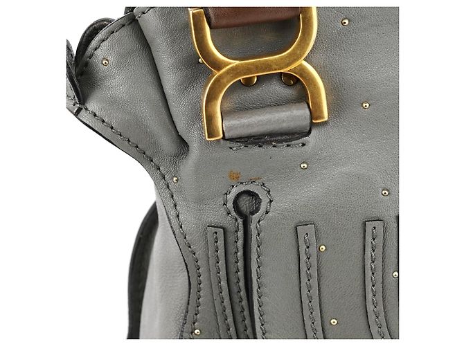 Chloé Borsa 2-Way Marcie in pelle borchiata grigia - vista 9