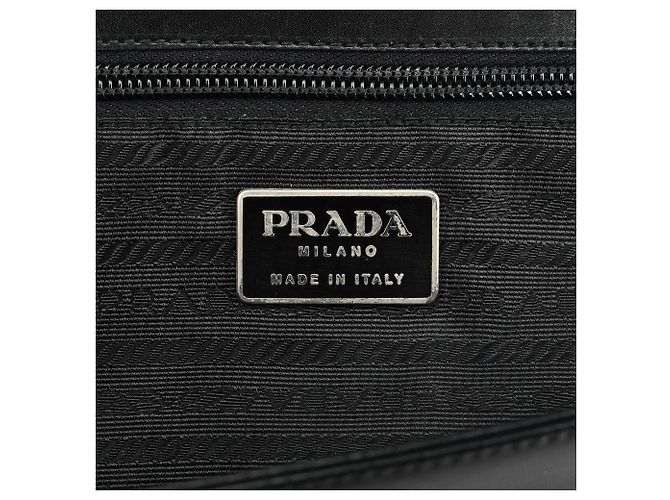 Prada Borsa a spalla con patta in pelle Vitello nera - vista 11