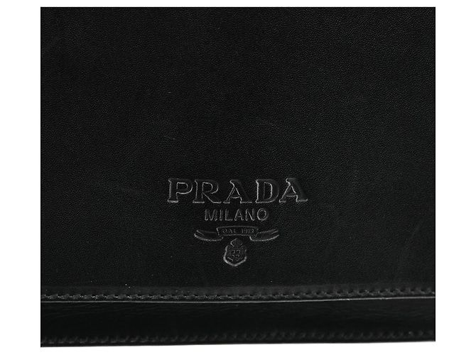 Prada Borsa a spalla con patta in pelle Vitello nera - vista 6