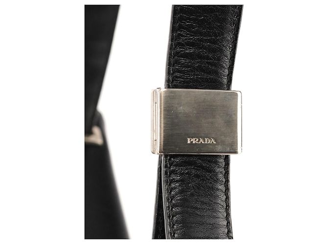 Prada Borsa a spalla con patta in pelle Vitello nera - vista 8