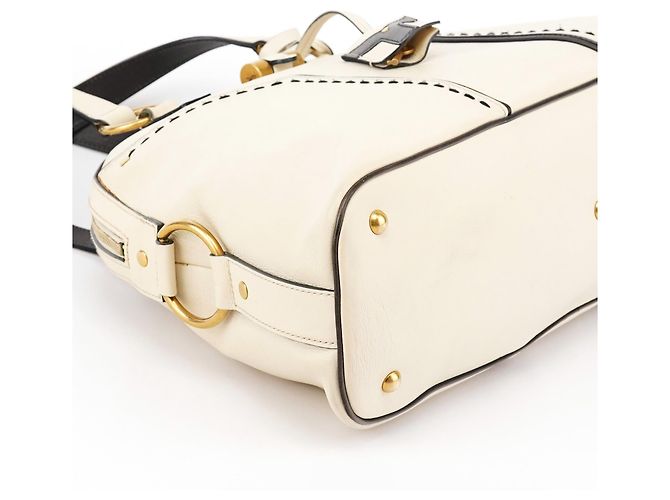 Yves Saint Laurent 156464 Borsa Tote Muse in pelle avorio - vista 11