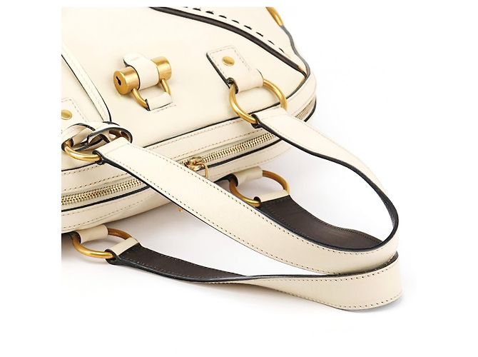 Yves Saint Laurent 156464 Borsa Tote Muse in pelle avorio - vista 13