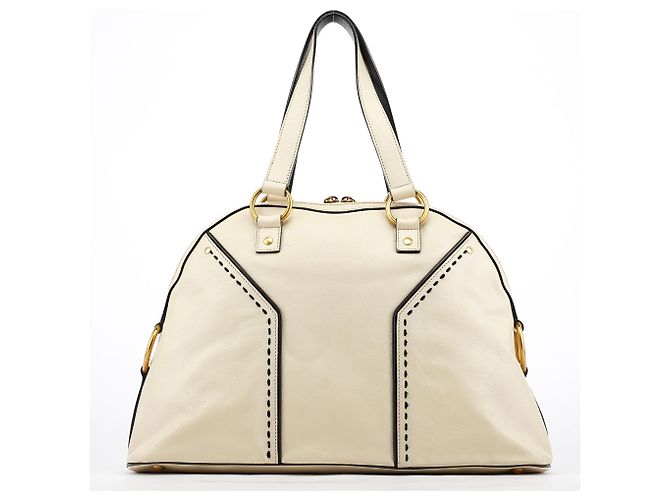 Yves Saint Laurent 156464 Borsa Tote Muse in pelle avorio - vista 3
