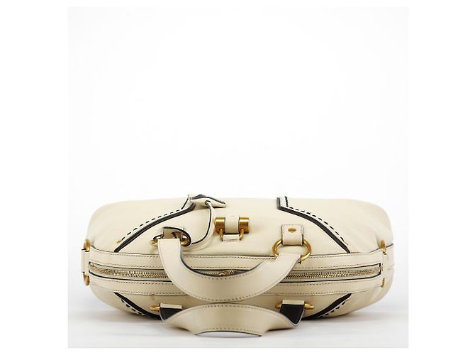 Yves Saint Laurent 156464 Borsa Tote Muse in pelle avorio - vista 4