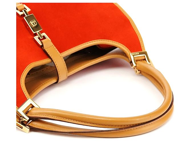 Gucci 002 1068 Borsa a tracolla Jackie in camoscio Orange Tan - vista 9