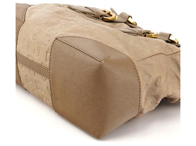 Marc by Marc Jacobs Borsa 2-Way in pelle grigia con logo impresso - vista 10