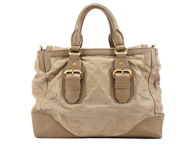 Marc by Marc Jacobs Borsa 2-Way in pelle grigia con logo impresso - vista 3