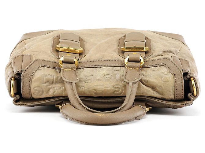 Marc by Marc Jacobs Borsa 2-Way in pelle grigia con logo impresso - vista 4