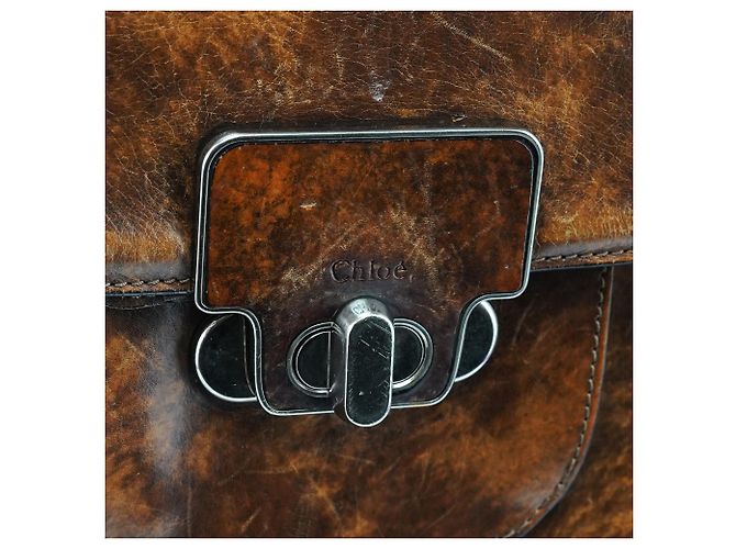 Chloé Borsa a mano in pelle lavata marrone - vista 6