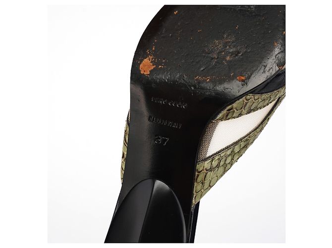 Miu Miu Mules a punta in pelle di serpente verde 1999 EU 37 - vista 4