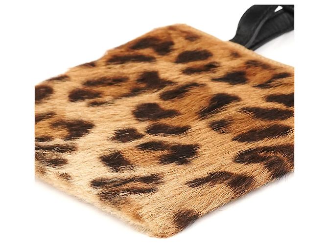 Loewe Mini borsa tote in pony hair con stampa leopardata marrone e nera - vista 5