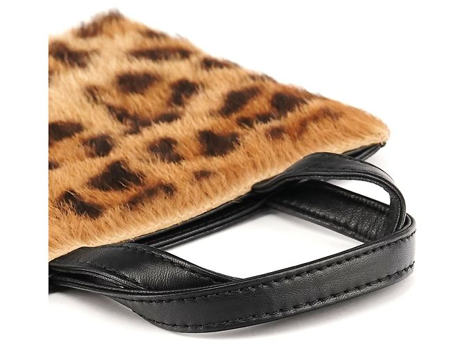 Loewe Mini borsa tote in pony hair con stampa leopardata marrone e nera - vista 6