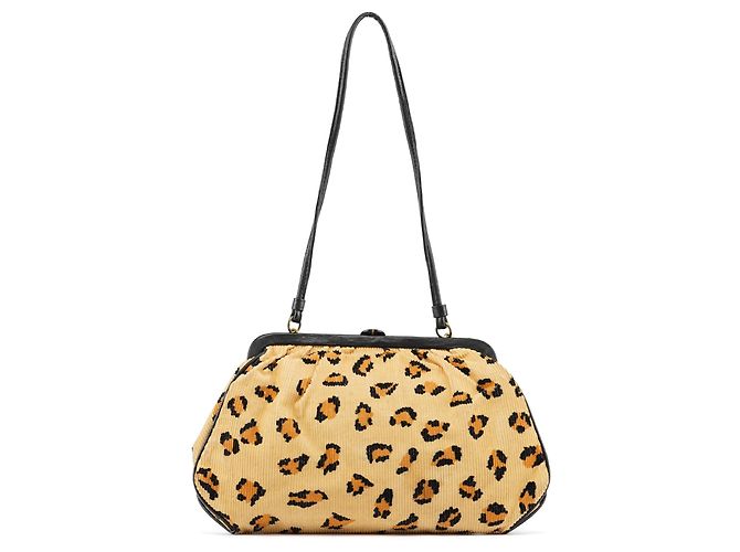 Marc Jacobs Borsa a tracolla in velluto a coste beige con stampa leopardata - vista 3