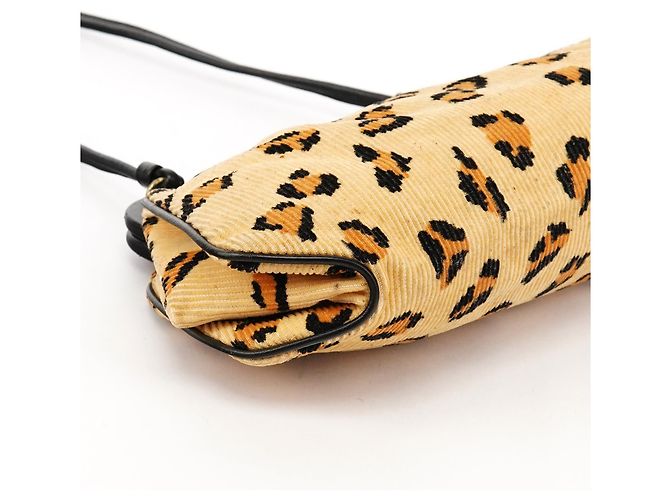 Marc Jacobs Borsa a tracolla in velluto a coste beige con stampa leopardata - vista 7