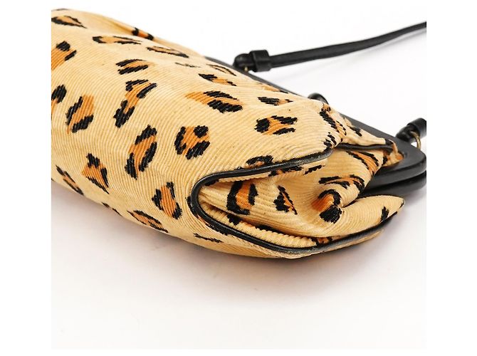 Marc Jacobs Borsa a tracolla in velluto a coste beige con stampa leopardata - vista 8