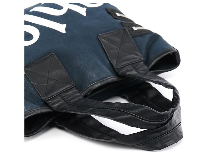 Chloé Borsa Tote in Tela Navy con Logo Argento - vista 13