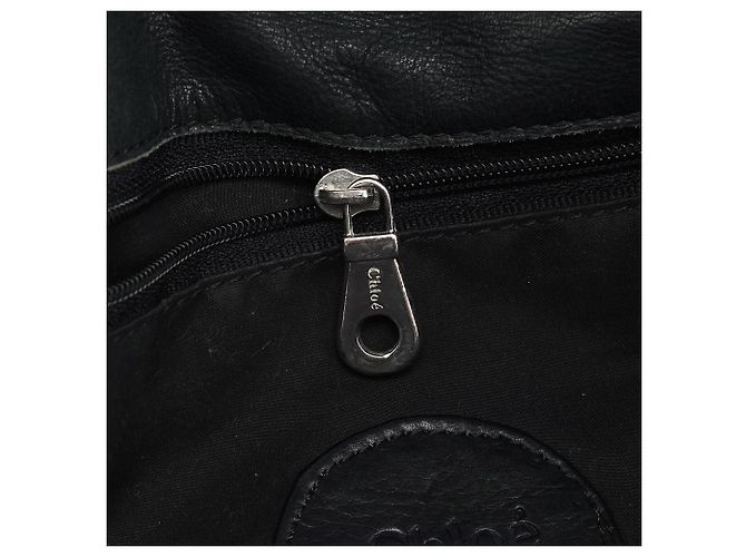 Chloé Borsa Tote in Tela Navy con Logo Argento - vista 15