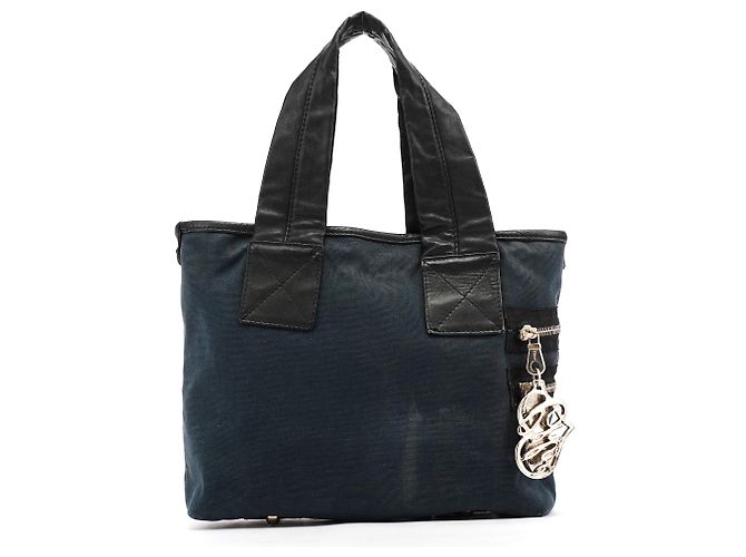 Chloé Borsa Tote in Tela Navy con Logo Argento - vista 3