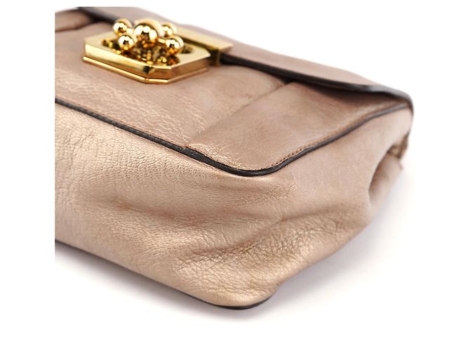 Chloé Borsa a tracolla Elsie in pelle metallizzata bronzo - vista 10