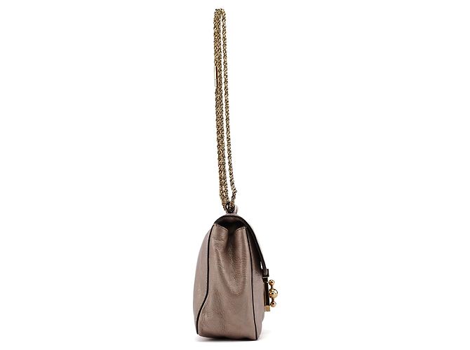 Chloé Borsa a tracolla Elsie in pelle metallizzata bronzo - vista 3