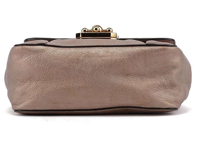 Chloé Borsa a tracolla Elsie in pelle metallizzata bronzo - vista 5