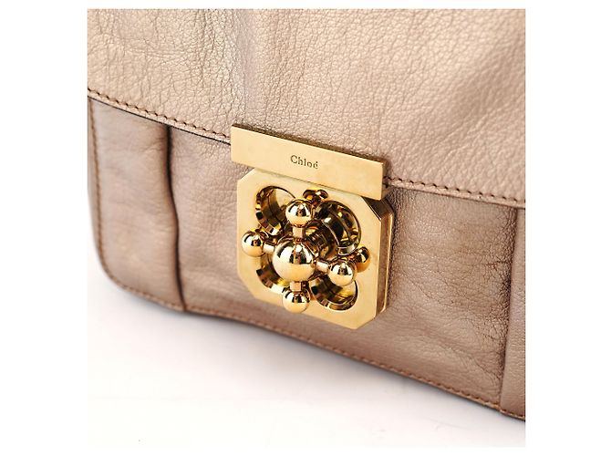 Chloé Borsa a tracolla Elsie in pelle metallizzata bronzo - vista 6