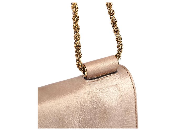 Chloé Borsa a tracolla Elsie in pelle metallizzata bronzo - vista 7