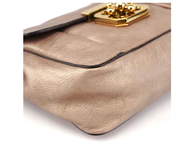 Chloé Borsa a tracolla Elsie in pelle metallizzata bronzo - vista 9