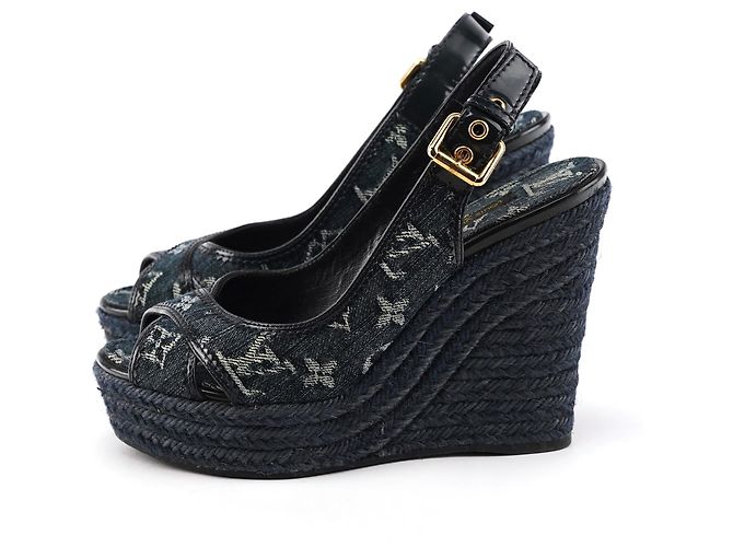 Louis Vuitton Sandali wedge espadrillas Monogram Denim EU 37 - vista 2