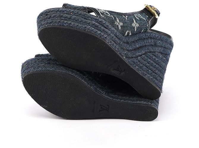 Louis Vuitton Sandali wedge espadrillas Monogram Denim EU 37 - vista 5