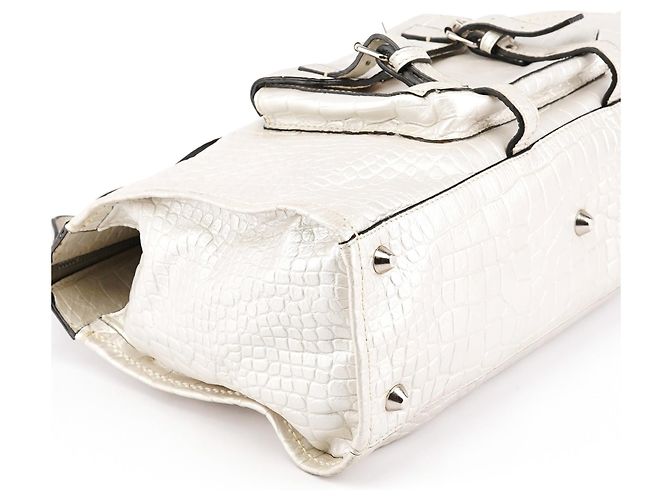 Chloé Borsa Edith in pelle embossed croc Ivory - vista 10