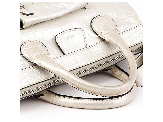 Chloé Borsa Edith in pelle embossed croc Ivory - vista 11