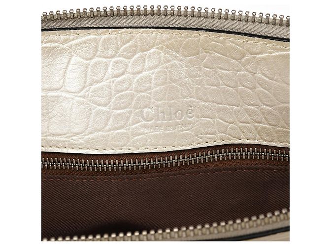 Chloé Borsa Edith in pelle embossed croc Ivory - vista 12