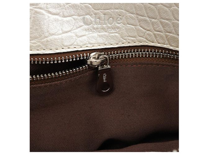 Chloé Borsa Edith in pelle embossed croc Ivory - vista 13