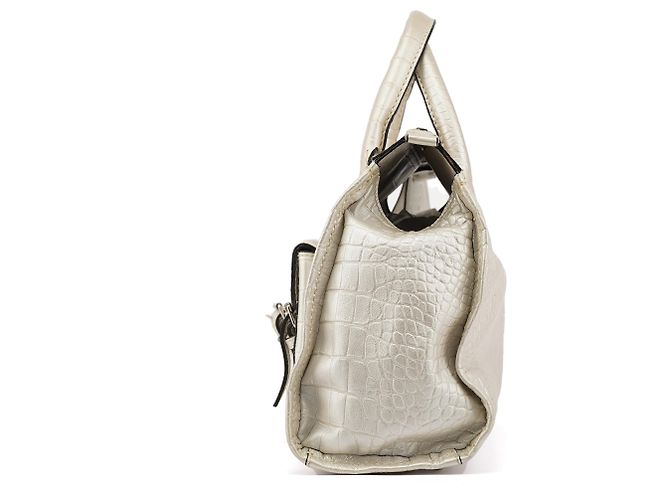 Chloé Borsa Edith in pelle embossed croc Ivory - vista 2