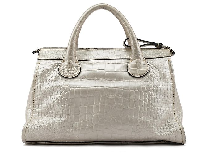 Chloé Borsa Edith in pelle embossed croc Ivory - vista 3