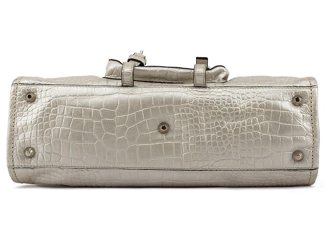 Chloé Borsa Edith in pelle embossed croc Ivory - vista 5