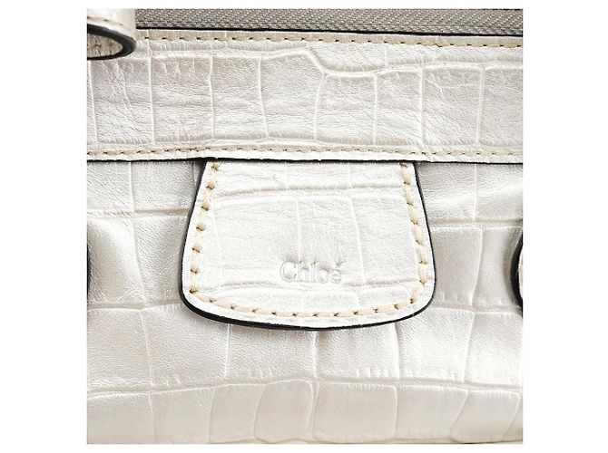 Chloé Borsa Edith in pelle embossed croc Ivory - vista 6