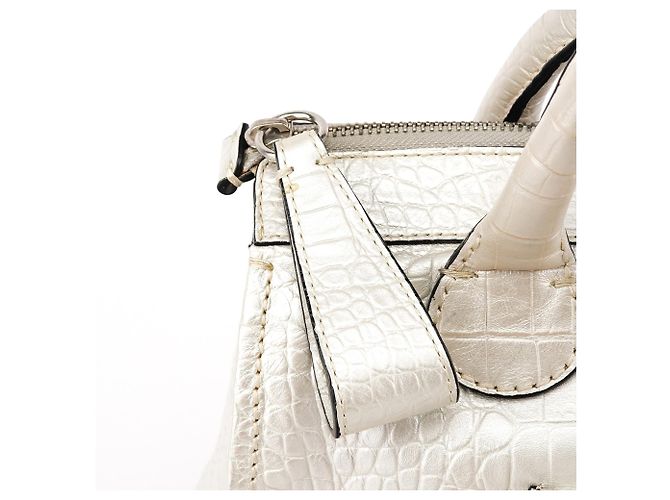 Chloé Borsa Edith in pelle embossed croc Ivory - vista 7