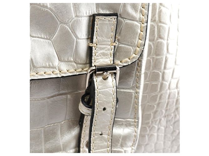 Chloé Borsa Edith in pelle embossed croc Ivory - vista 8