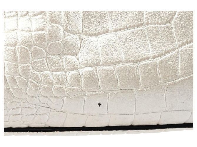 Chloé Borsa Edith in pelle embossed croc Ivory - vista 9