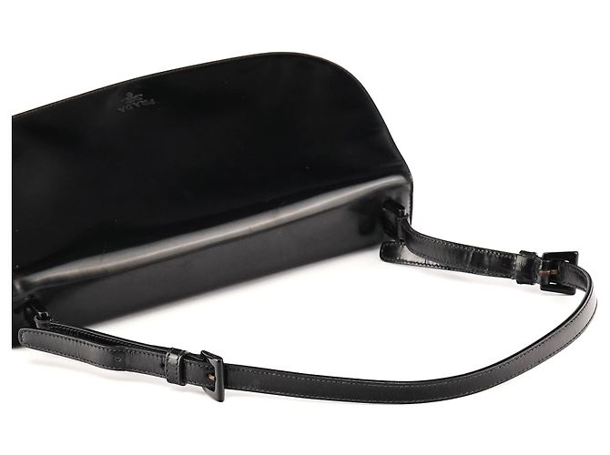 Prada Borsa a spalla con patta 1995 in pelle spazzolato vernice nera - vista 10