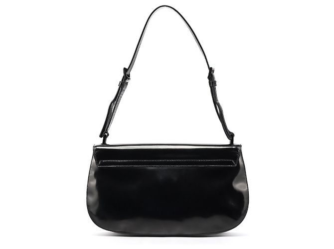 Prada Borsa a spalla con patta 1995 in pelle spazzolato vernice nera - vista 3