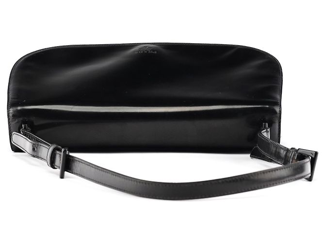 Prada Borsa a spalla con patta 1995 in pelle spazzolato vernice nera - vista 4