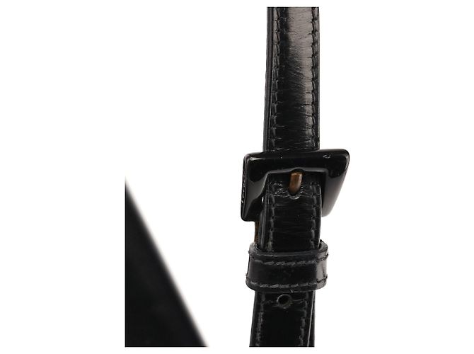 Prada Borsa a spalla con patta 1995 in pelle spazzolato vernice nera - vista 6